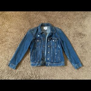 Slightly distressed old navy medium wash jean jacket